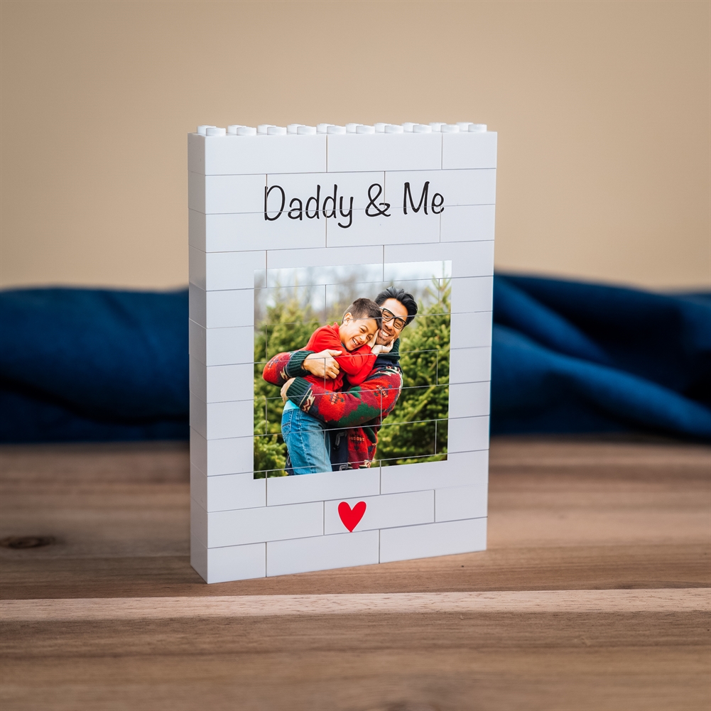 Brickbybrick23 Red Personalised "Daddy & Me" Lego® Brick Photo Upload Blocks (Medium)