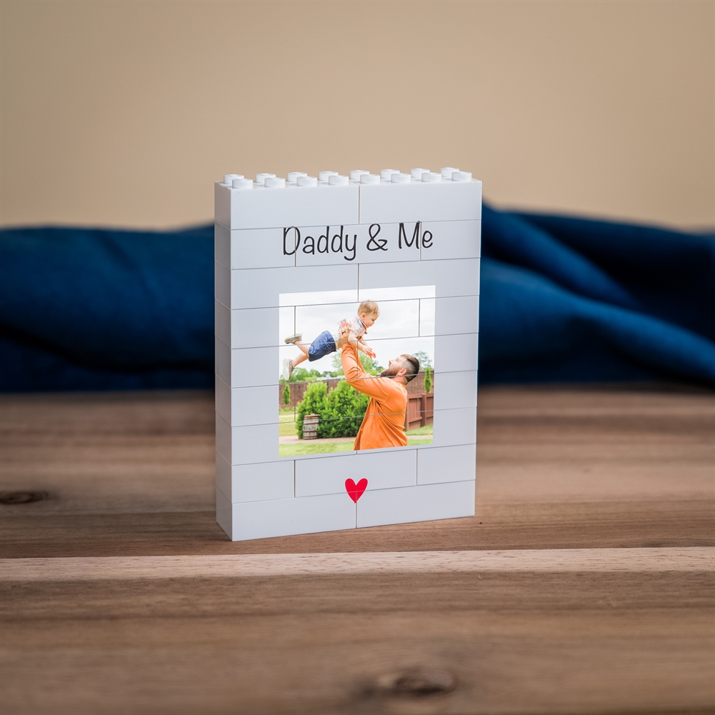 Brickbybrick23 Red Personalised "Daddy & Me" Lego® Brick Photo Upload Blocks (Small)