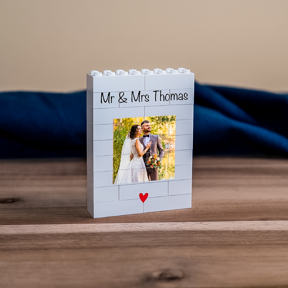 Brickbybrick23 Red Personalised "Mr & Mrs" Lego® Brick Photo Upload Blocks (Small)