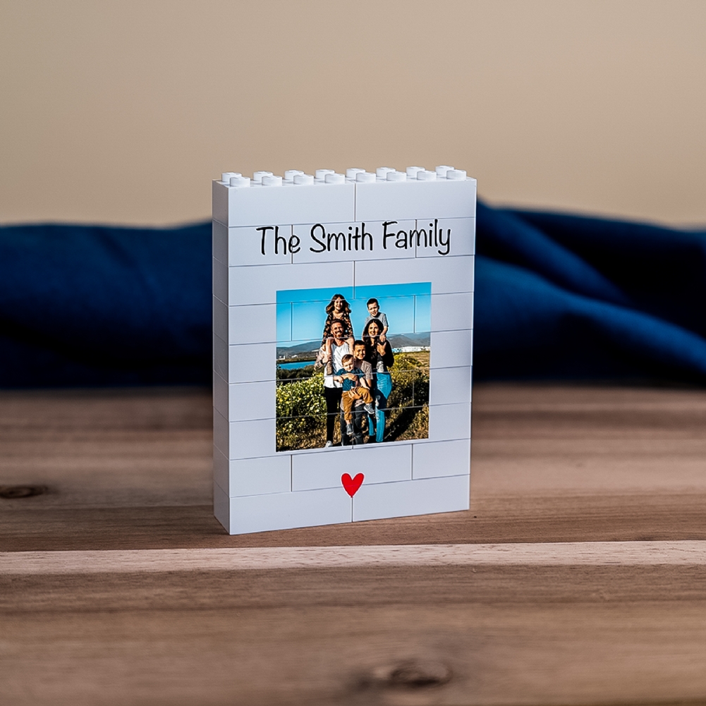 Brickbybrick23 Red Personalised "The Family" Lego® Brick Photo Upload Blocks (Small)