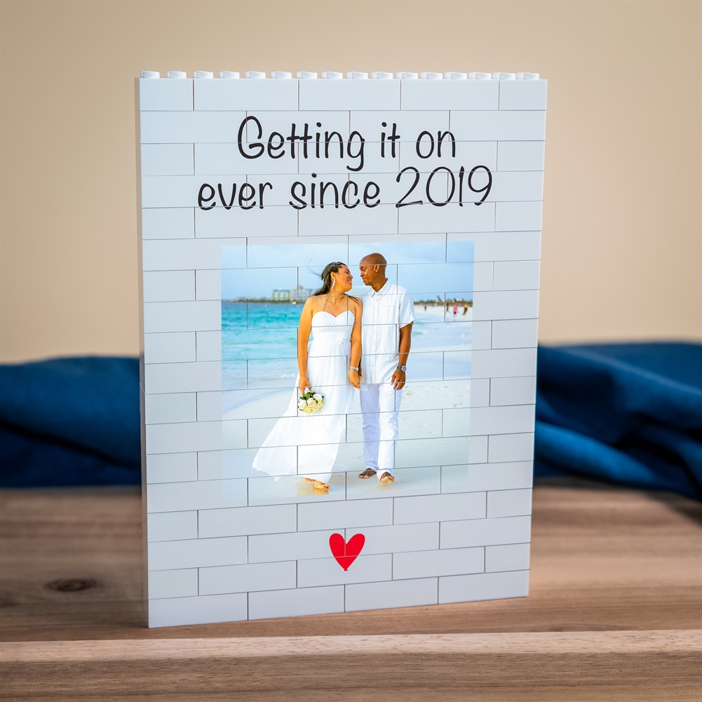 Brickbybrick23 Red Personalised "Getting It On Ever Since…" Lego® Brick Photo Upload Blocks
