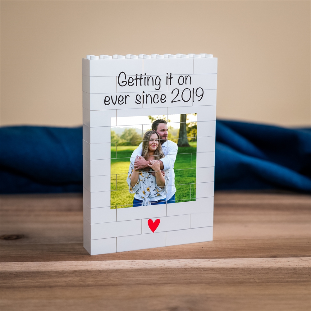 Brickbybrick23 Red Personalised "Getting It On Ever Since…" Lego® Brick Photo Upload Blocks (Medium)
