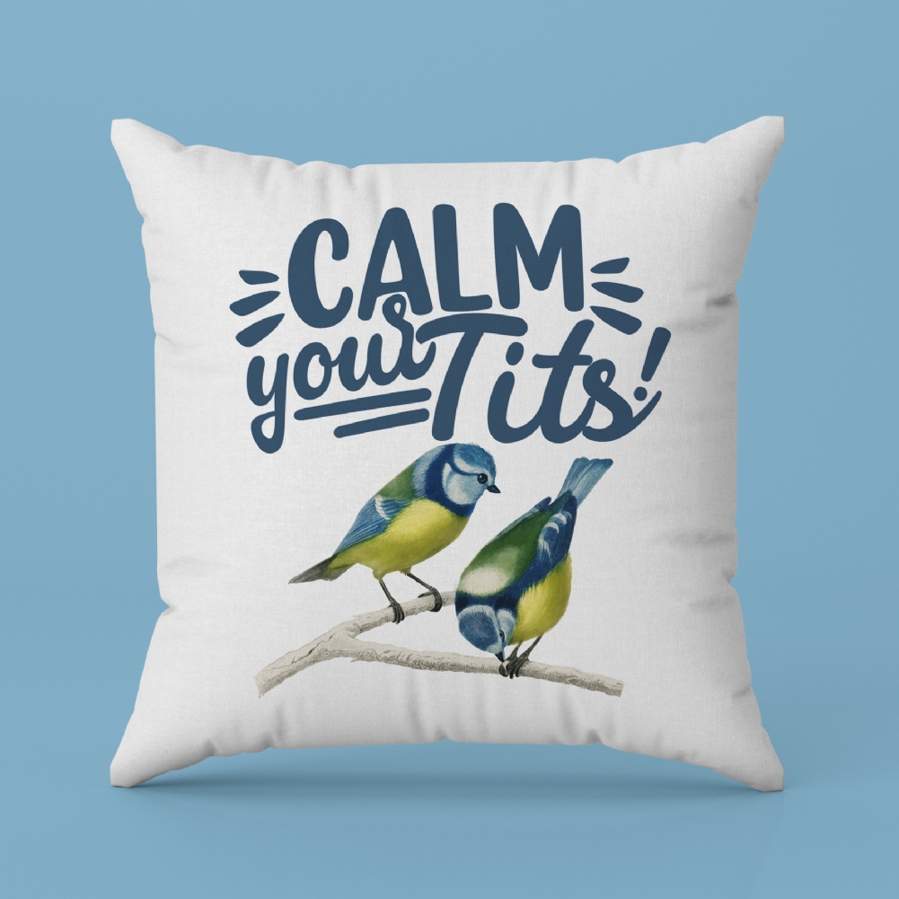 Fmad Pmc Blue/White Calm Your Tits Cushion
