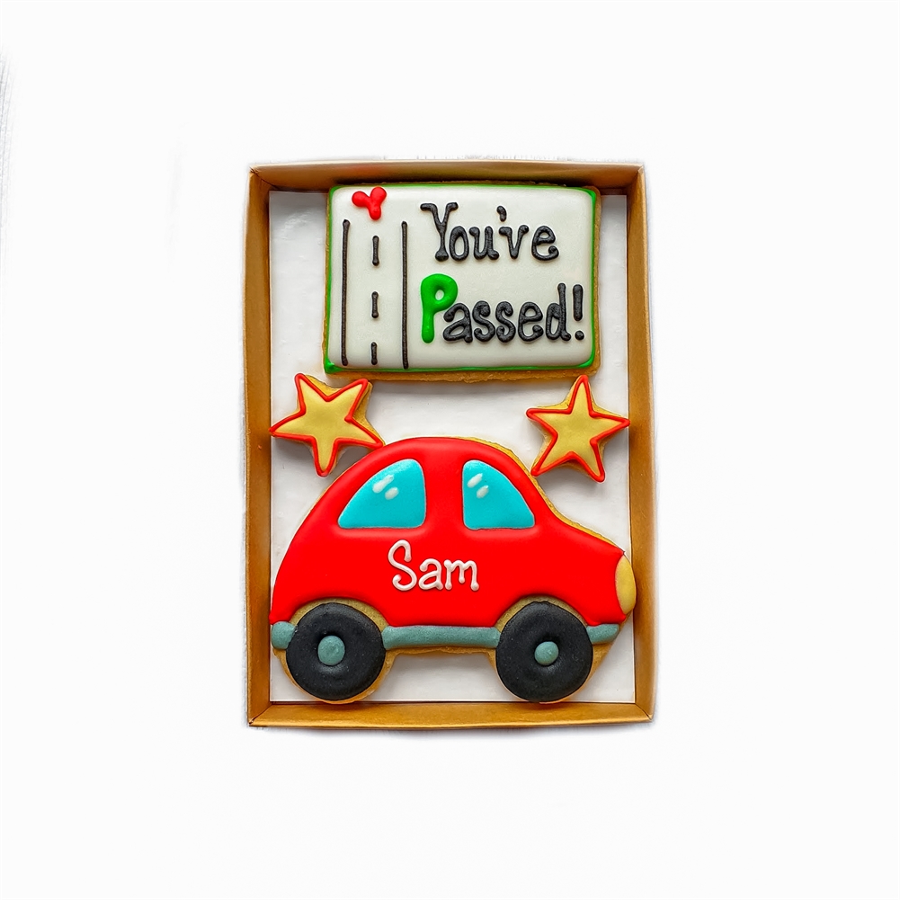 The Cookie Collaboration Personalised "You've Passed!" Driving Hand-Iced Cookie Letterbox Gift