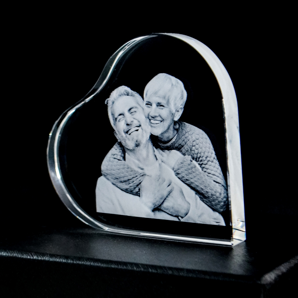 Crystal Galleries Ltd Personalised Engraved Photo Crystal Heart