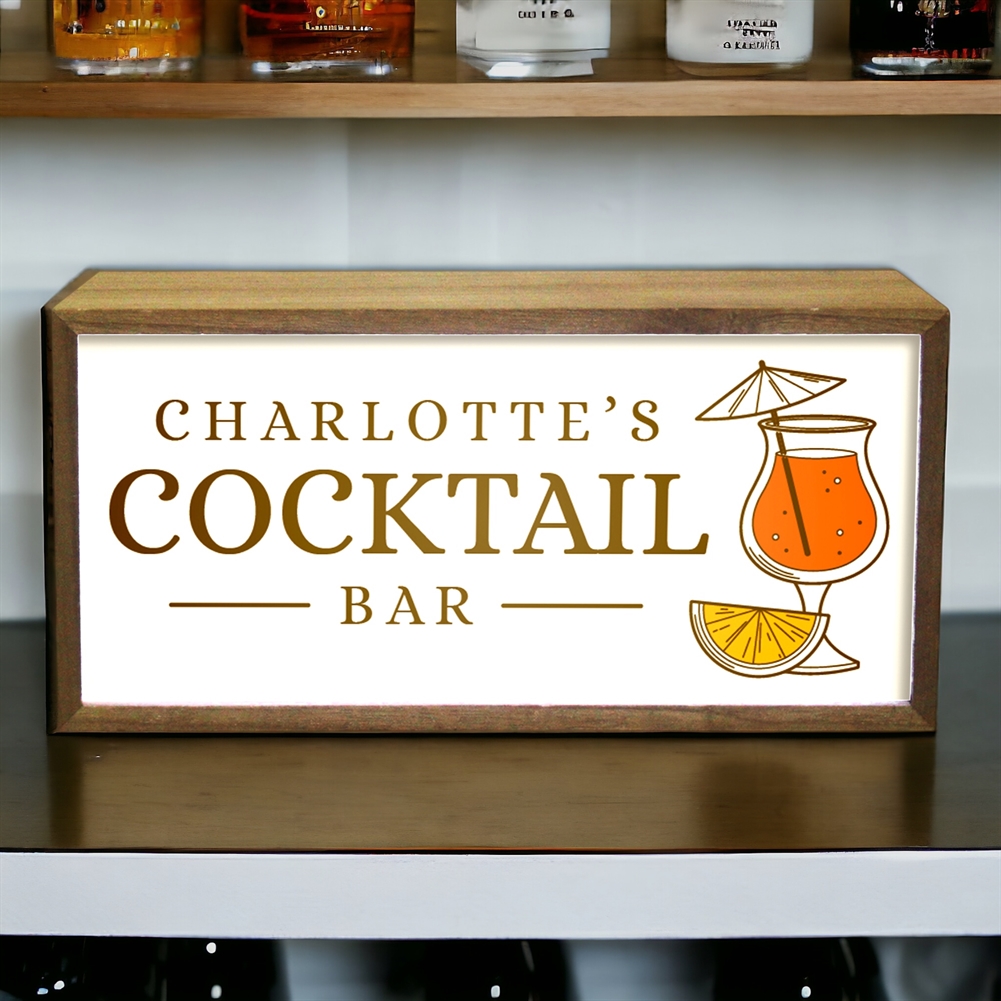 Echo Three Light Personalised Bar Boxes (Name & Cocktail Bar)