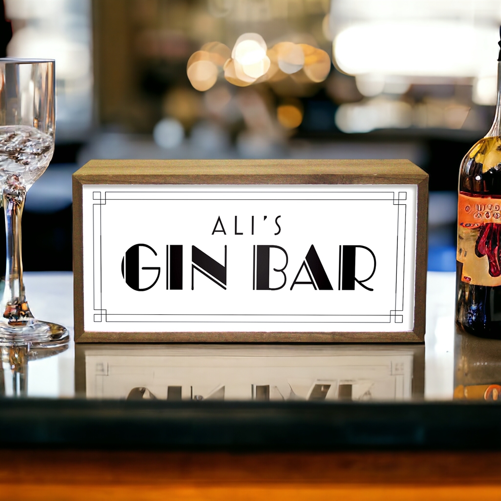 Echo Three Light Personalised Bar Boxes (Name & Gin Bar)