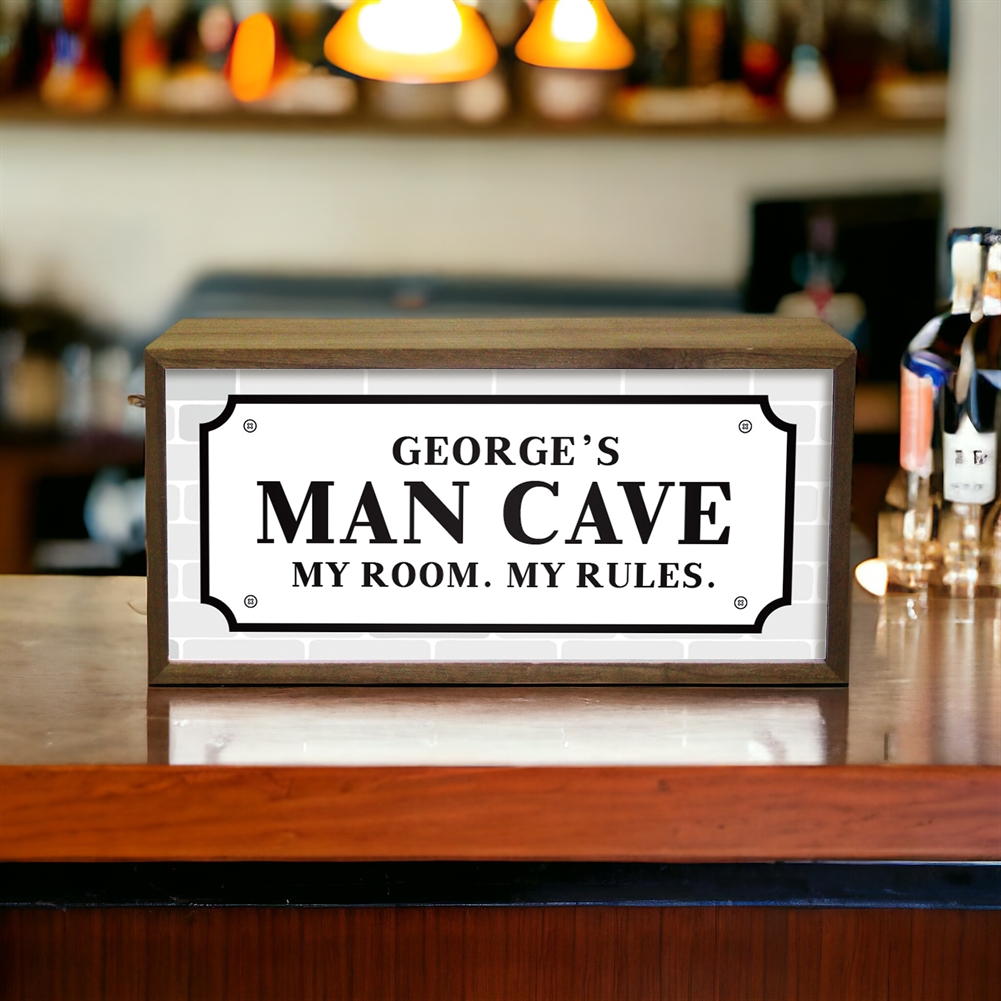 Personalised Light Boxes (Name & Man Cave – White) Personalised Light Boxes (Name & Man Cave – White)