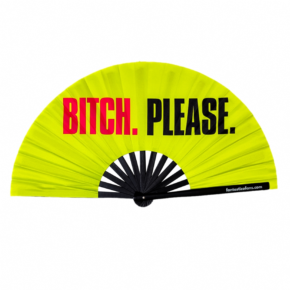 Fantastico Fans Yellow Bitch Please Large Hand Fan