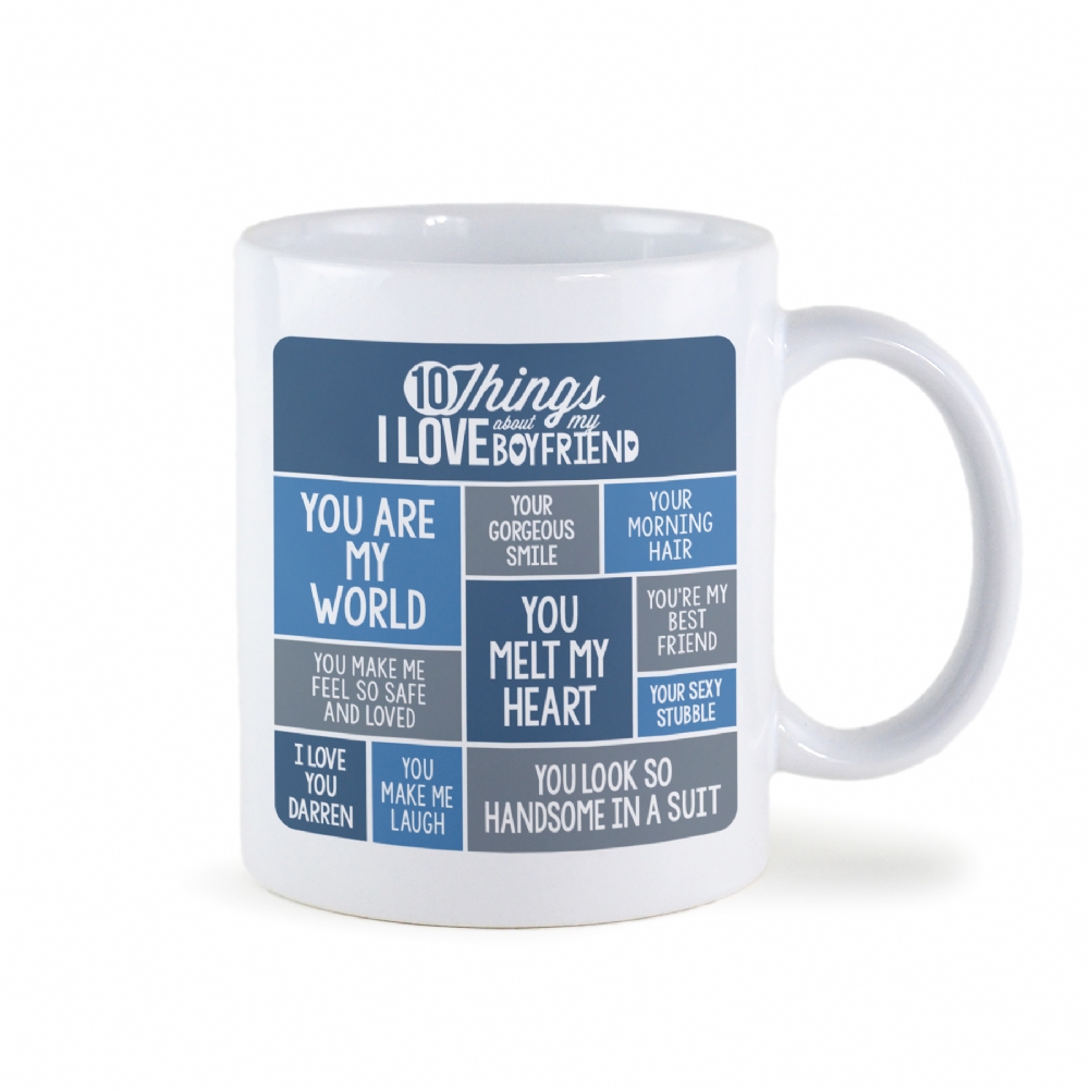 Personalised Memento Co Red Personalised 10 Things I Love About My Boyfriend Mug