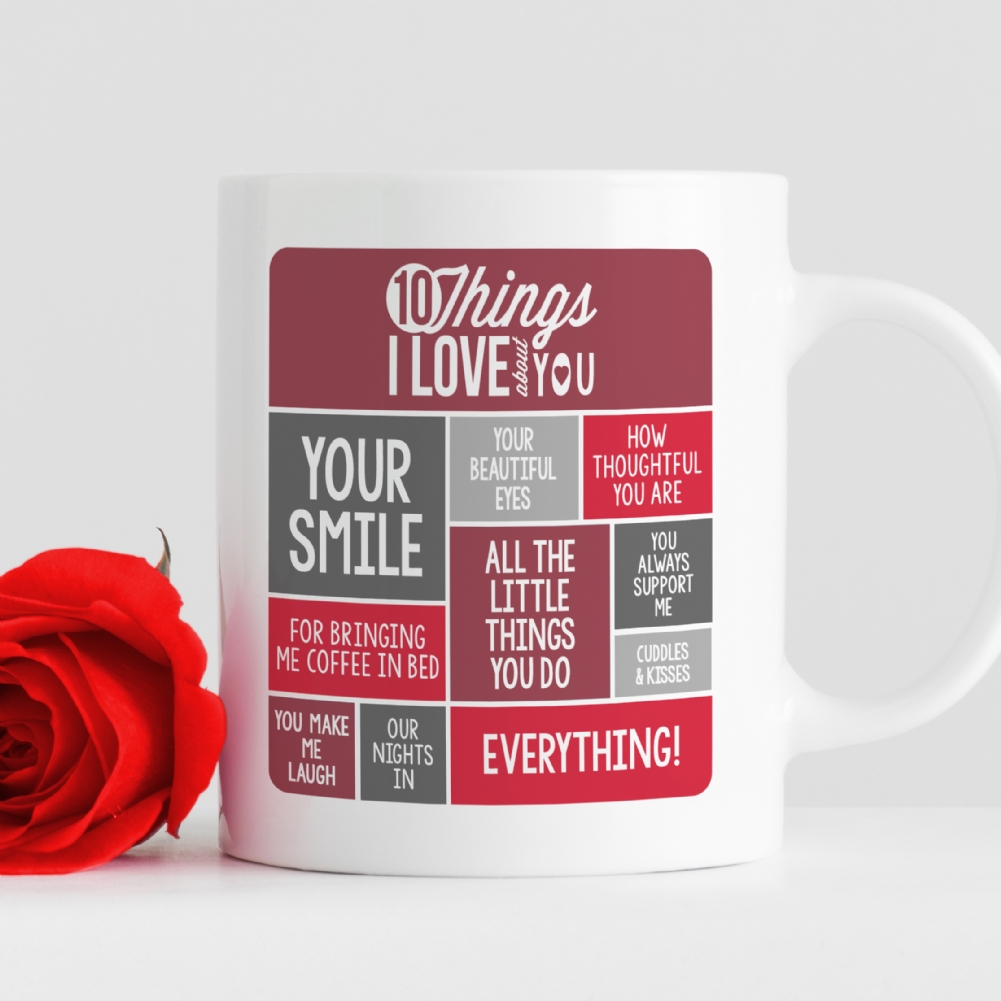 Personalised Memento Co Gold Personalised 10 Things I Love About You Mug