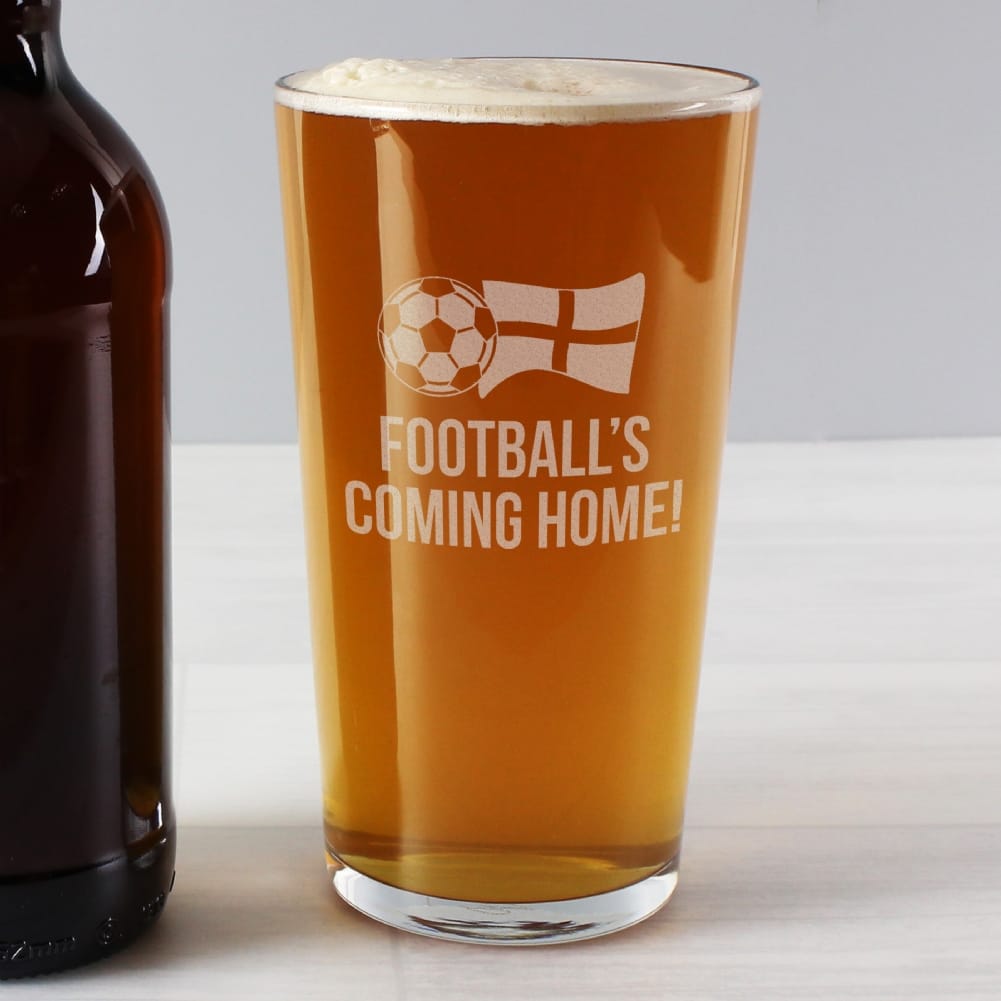 Personalised Memento Co Football's Coming Home Beer Glass