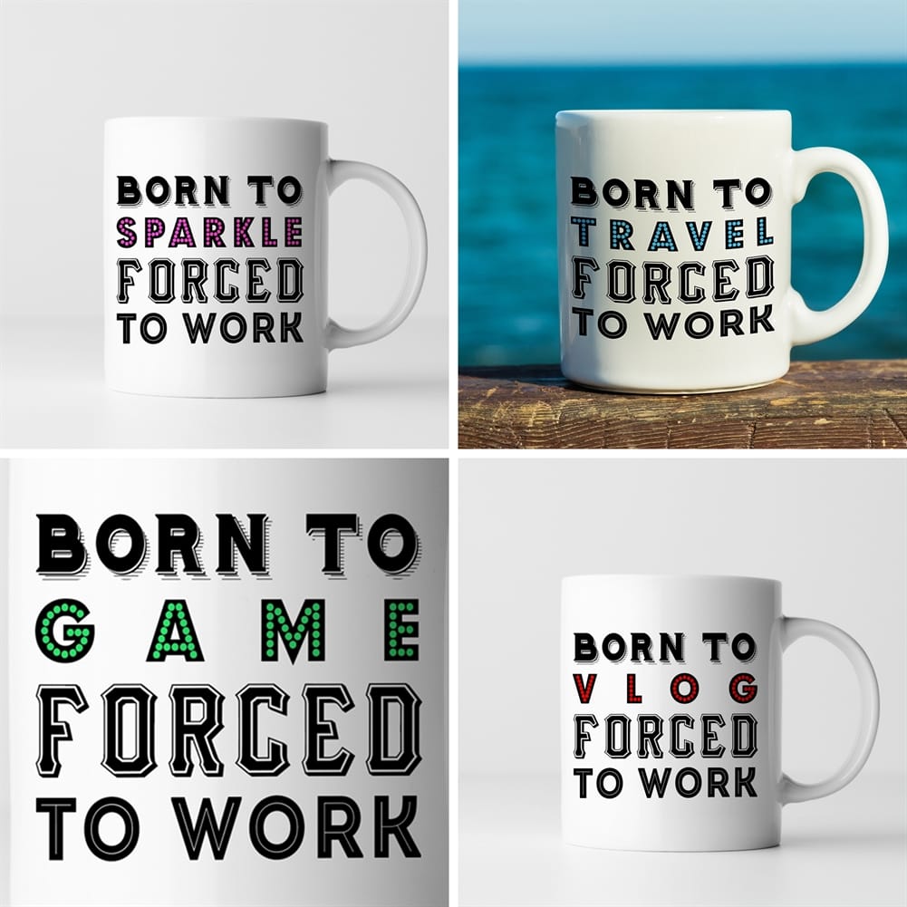 Fmad Pmc Blue/Yellow/Red Personalised Born To.... Forced To Work Mug