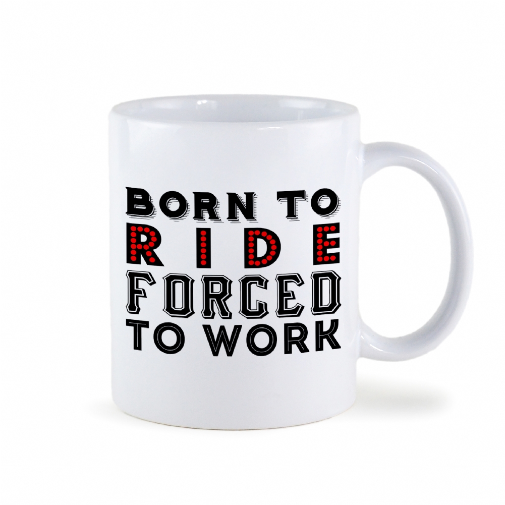 Fmad Pmc White/Blue/Yellow Born To Ride Forced To Work Mug