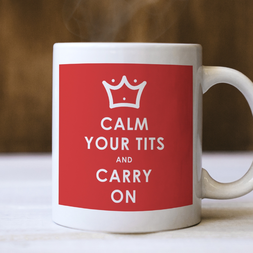Fmad Pmc White/Red Calm Your Tits And Carry On Mug