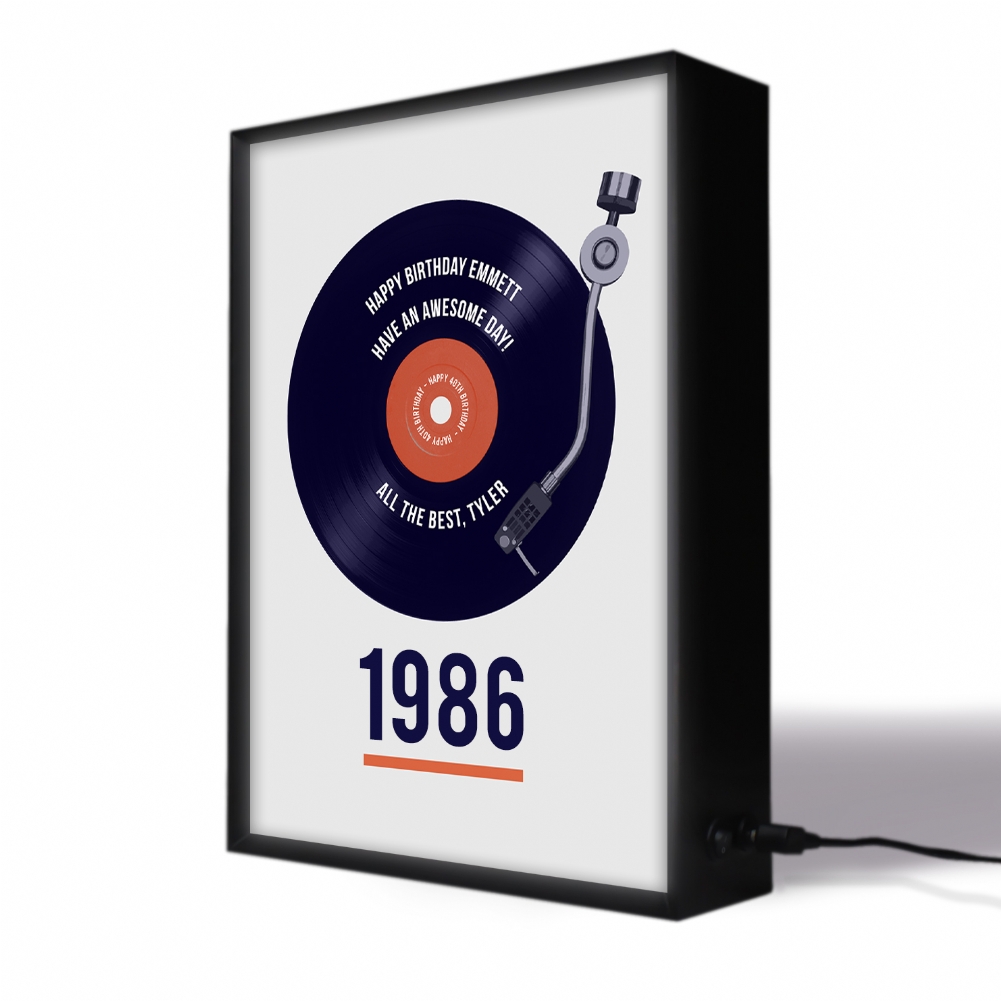 Personalised Memento Co Light Personalised 40Th Birthday Retro Record Box