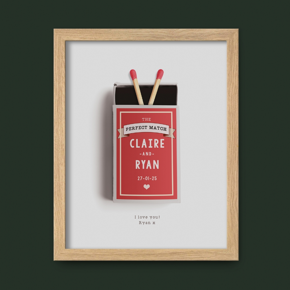 Fmad Pmc Red Personalised Perfect Match Poster (Oak Frame)