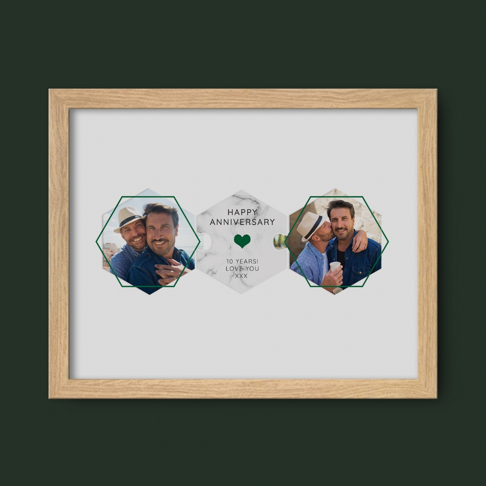 Fmad Pmc Black/Red/Gold Personalised Anniversary Jigsaw Photo Poster (Oak Frame)