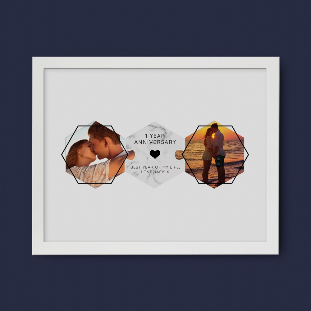 Fmad Pmc White Personalised Anniversary Jigsaw Photo Poster ( Frame)