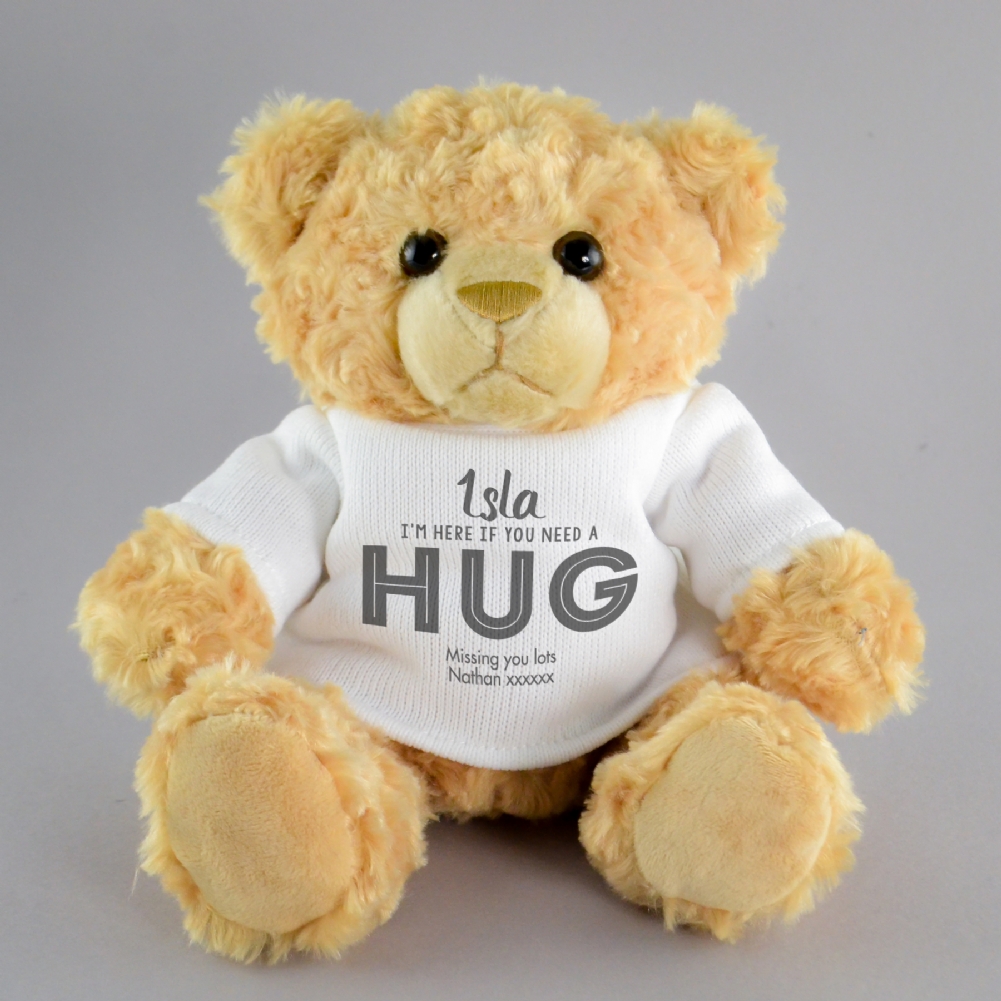 Fmad Pmc White/Blue/Pink Personalised If You Need A Hug Teddy Bear