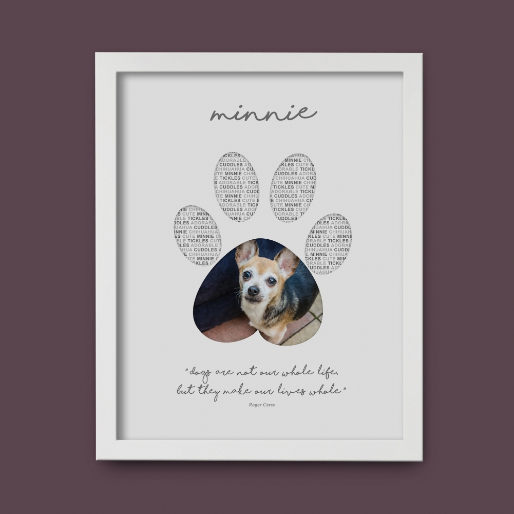 Fmad Pmc White Personalised Photo Dog Paw Print ( Frame)