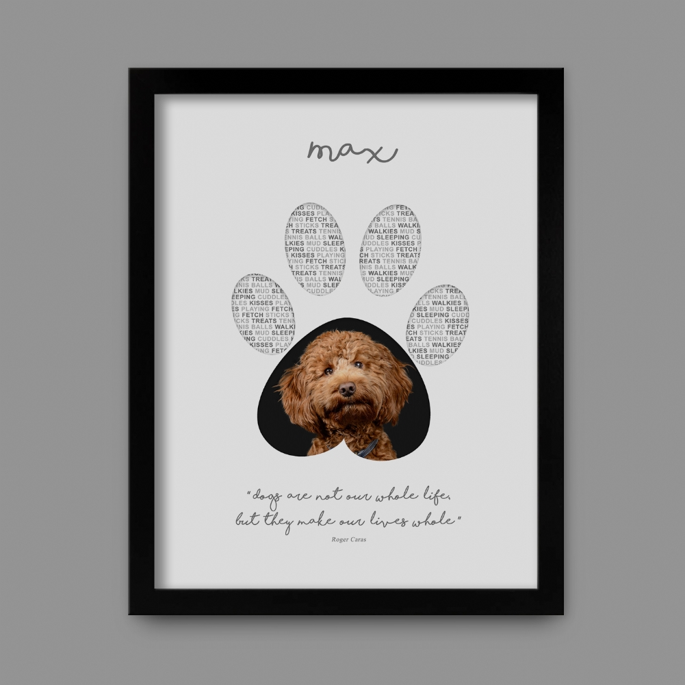 Fmad Pmc Black Personalised Photo Dog Paw Print ( Frame)