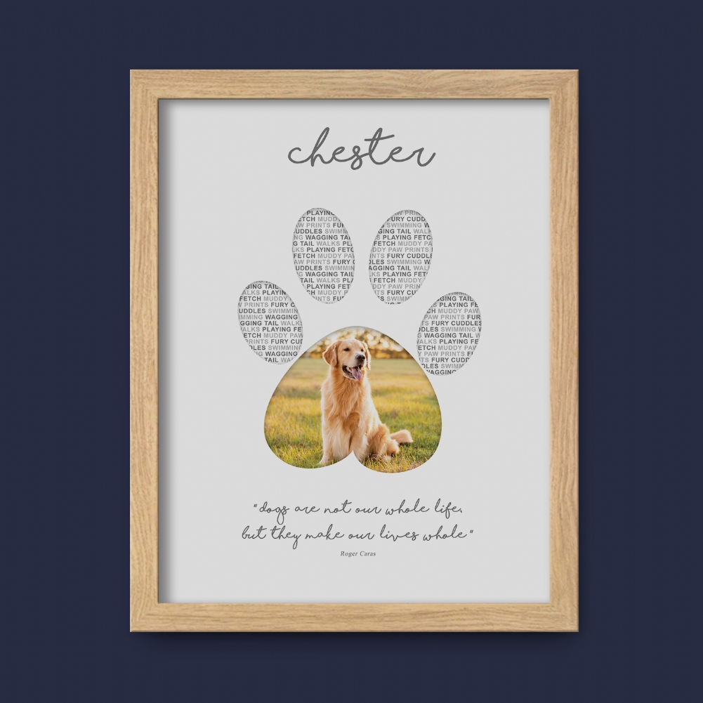 Fmad Pmc Personalised Photo Dog Paw Print (Oak Frame)