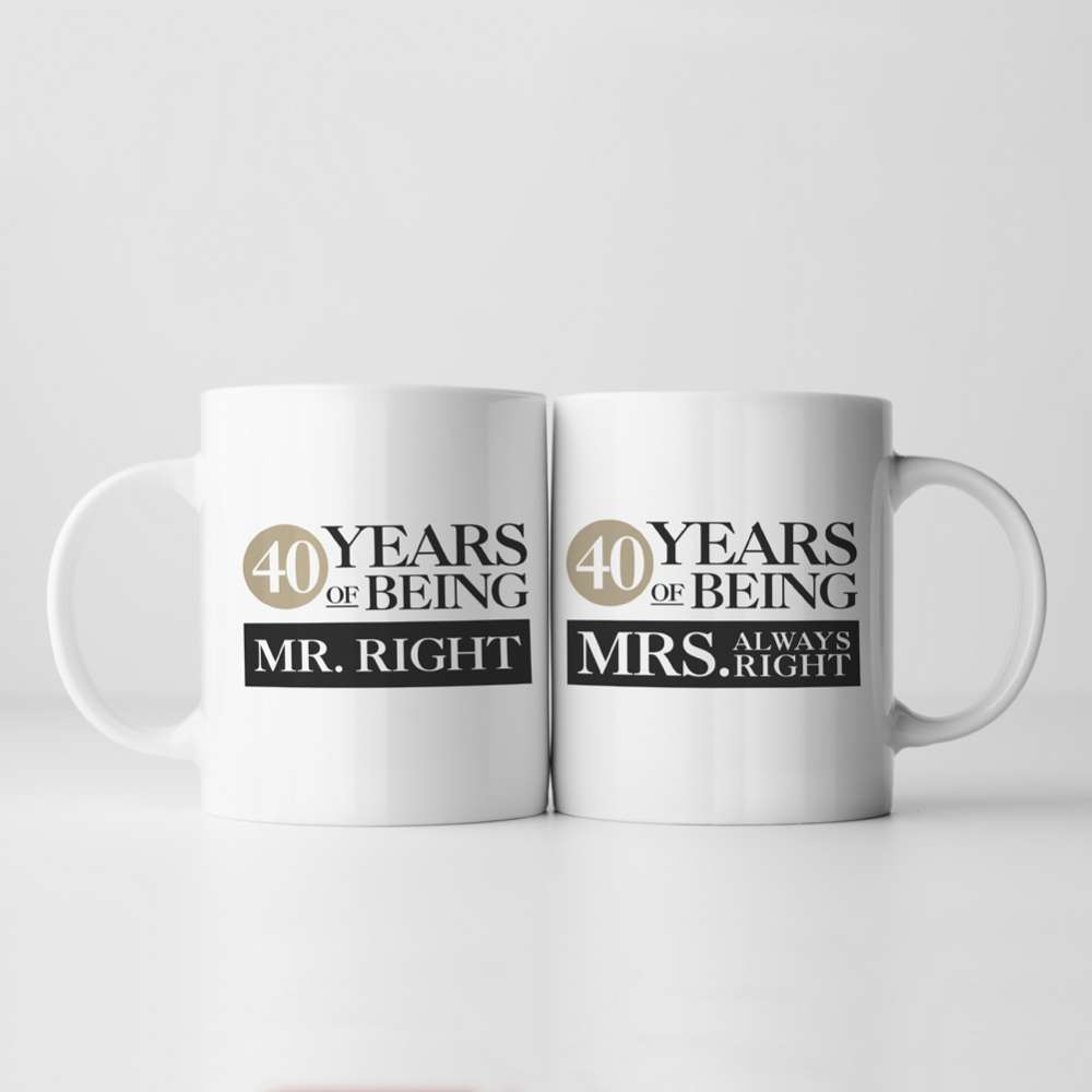 Fmad Pmc Set Of Two 40 Years Of Being Right Mr And Mrs Mugs