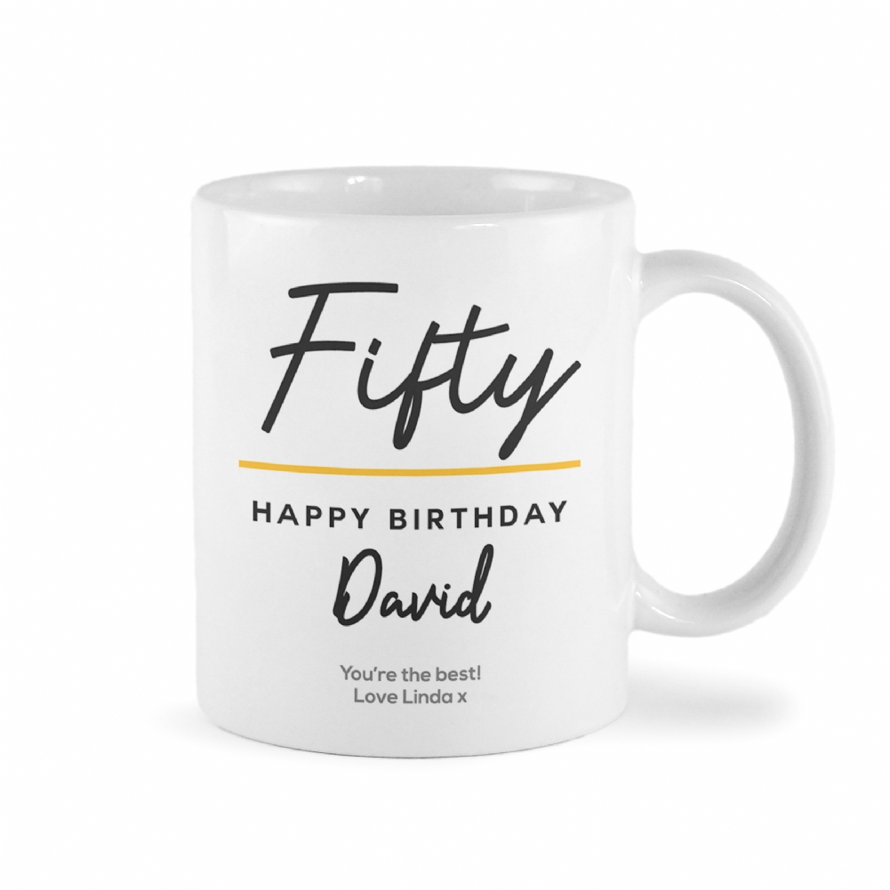 Fmad Pmc Blue/Green/Grey Personalised Classy 50Th Birthday Mug