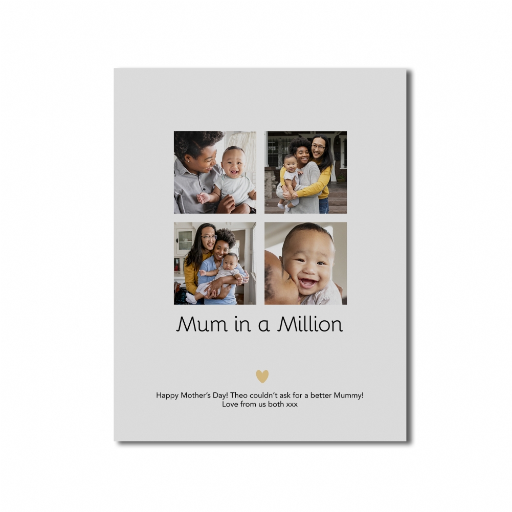 Fmad Pmc Grey/Pink/Blue Personalised Mum In A Million Photo Print (Poster Only)