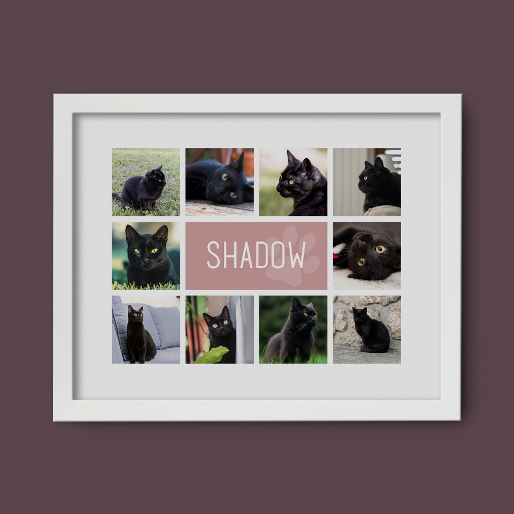 Fmad Pmc White Personalised Cat Photo Collage Print ( Frame)