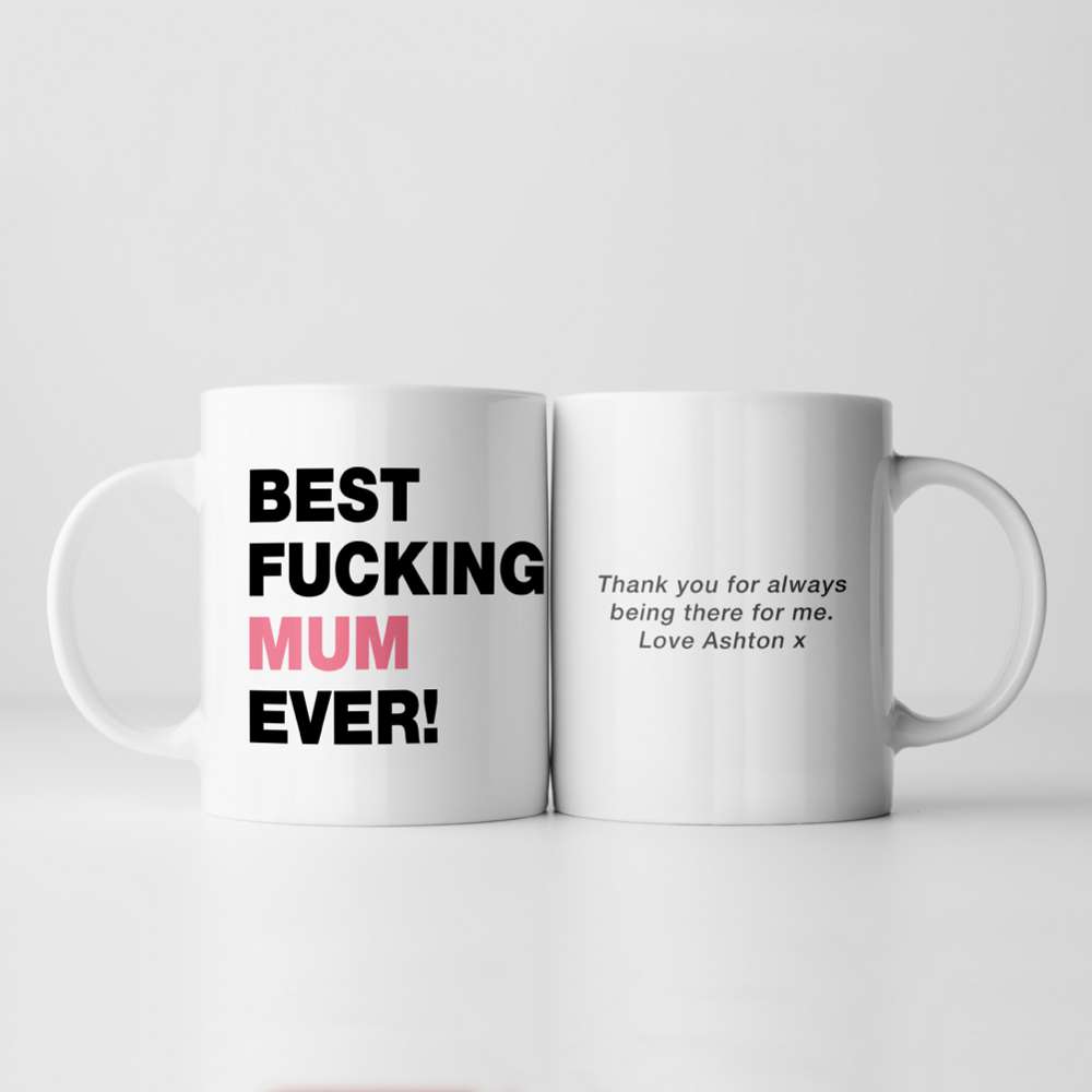 Fmad Pmc Grey/Pink/Blue Personalised Best Fucking Mum/Stepmum Ever Mug