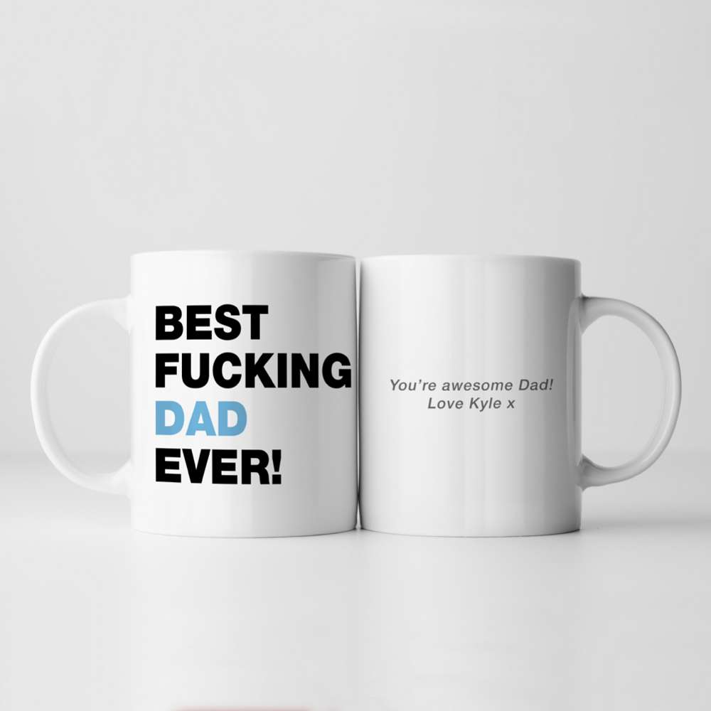 Fmad Pmc Grey/Pink/Blue Personalised Best Fucking Dad/Stepdad Ever Mug