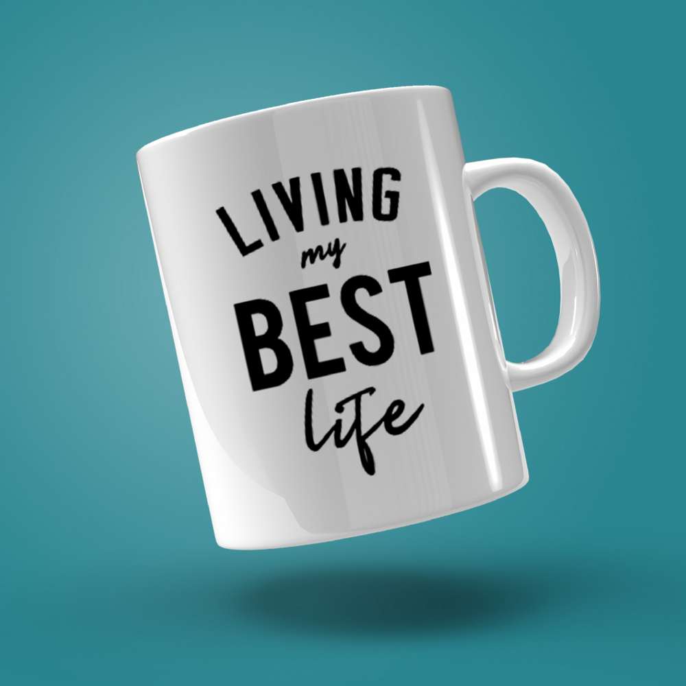 Fmad Pmc Black/Pink/Yellow Living My Best Life Mug In Your Colour Choice