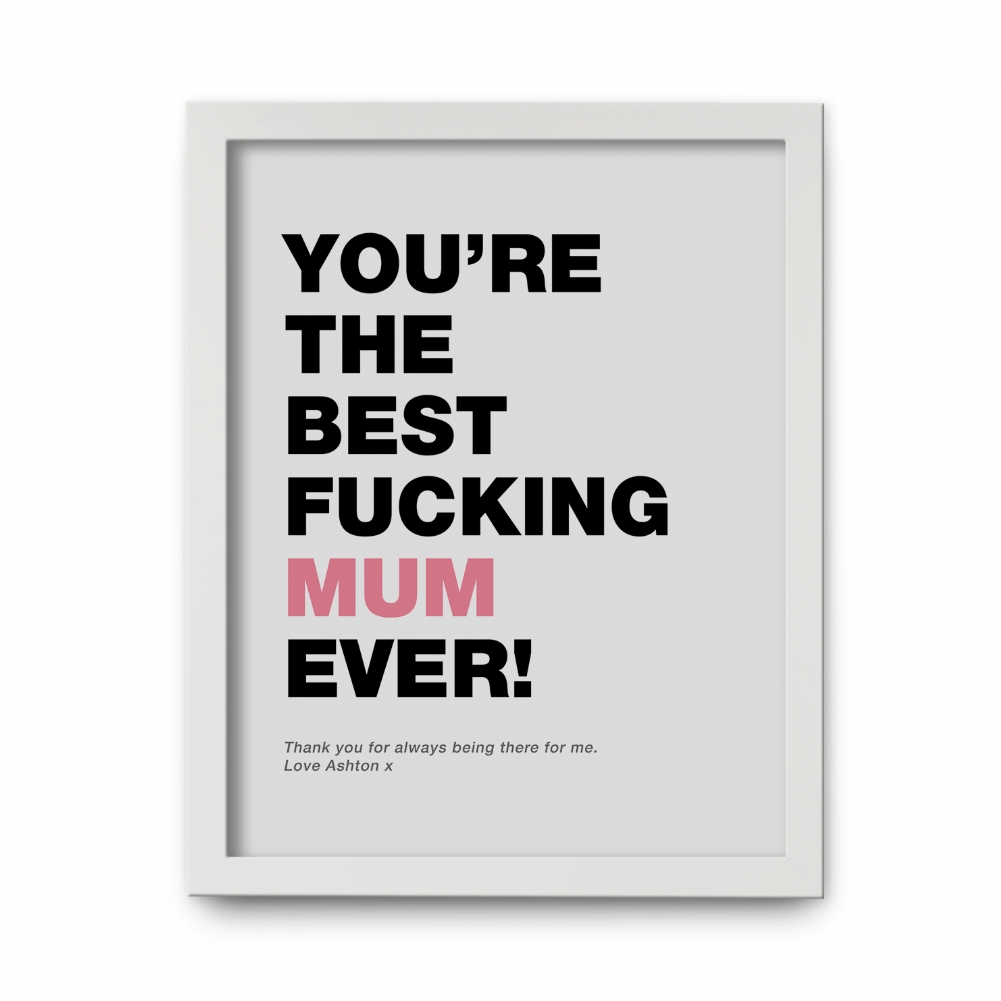 Fmad Pmc Grey/Pink/Blue Personalised Best Fucking Mum/Stepmum Ever Print