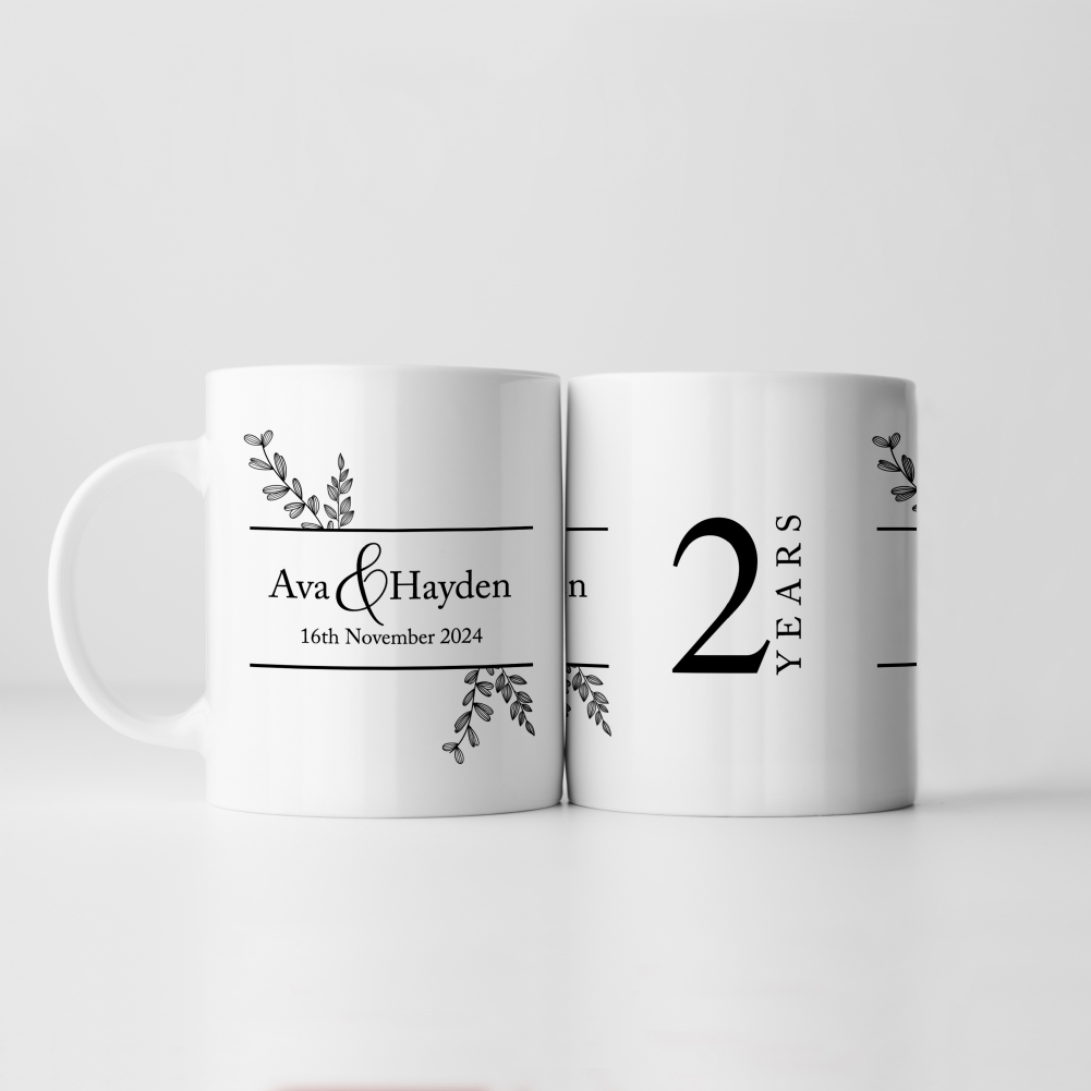 Fmad Pmc Personalised Botanical 2Nd Wedding Anniversary Mug