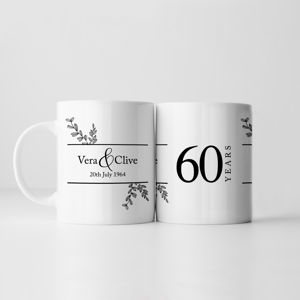 Fmad Pmc Light Personalised Botanical 60Th Wedding Anniversary Mug