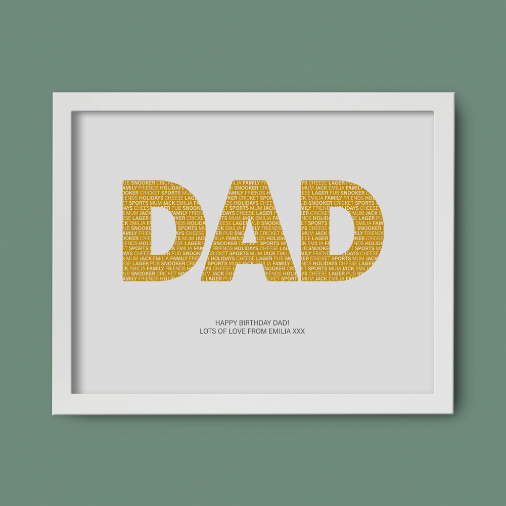 Fmad Pmc White Personalised Things Dad Loves Print ( Frame)