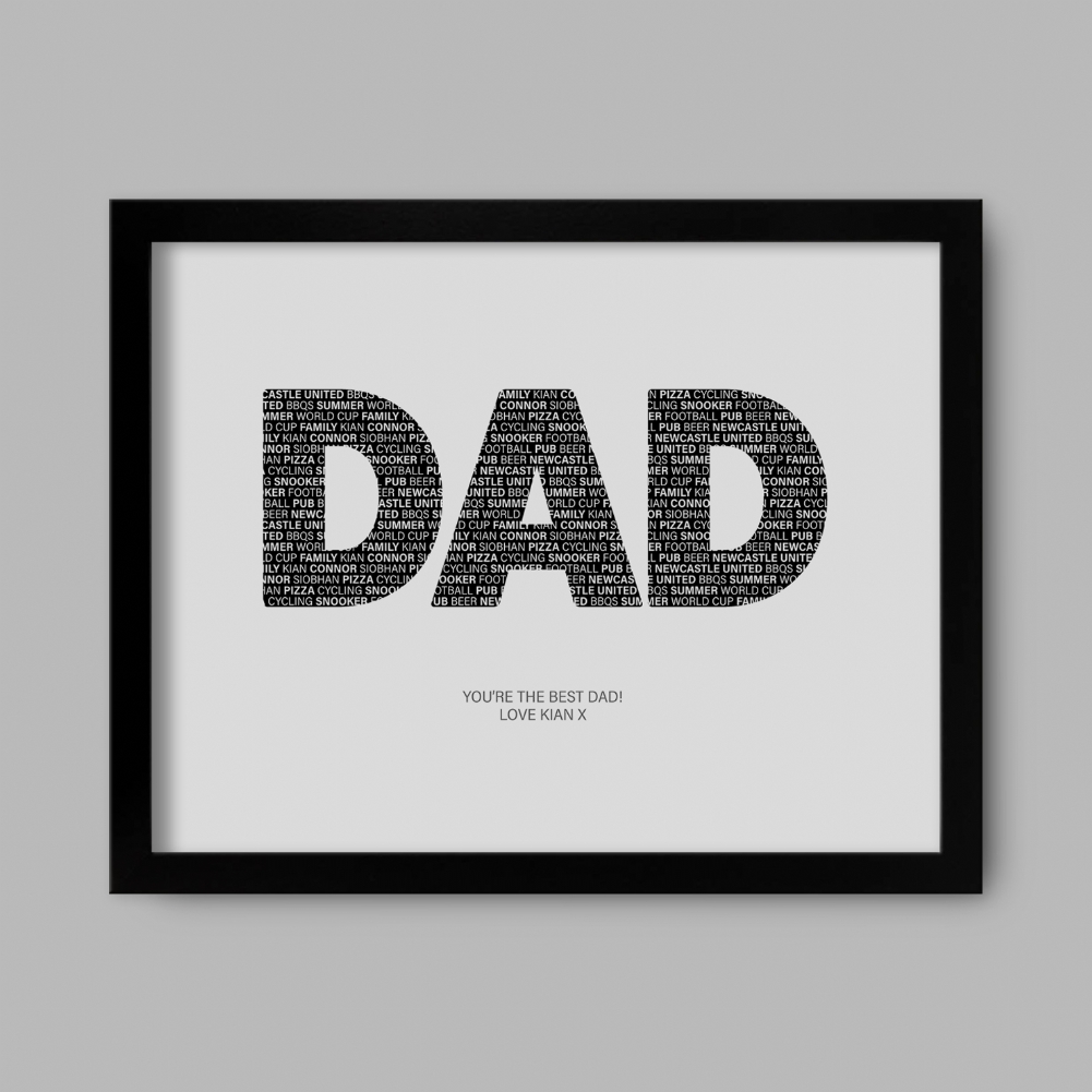 Fmad Pmc Black Personalised Things Dad Loves Print ( Frame)