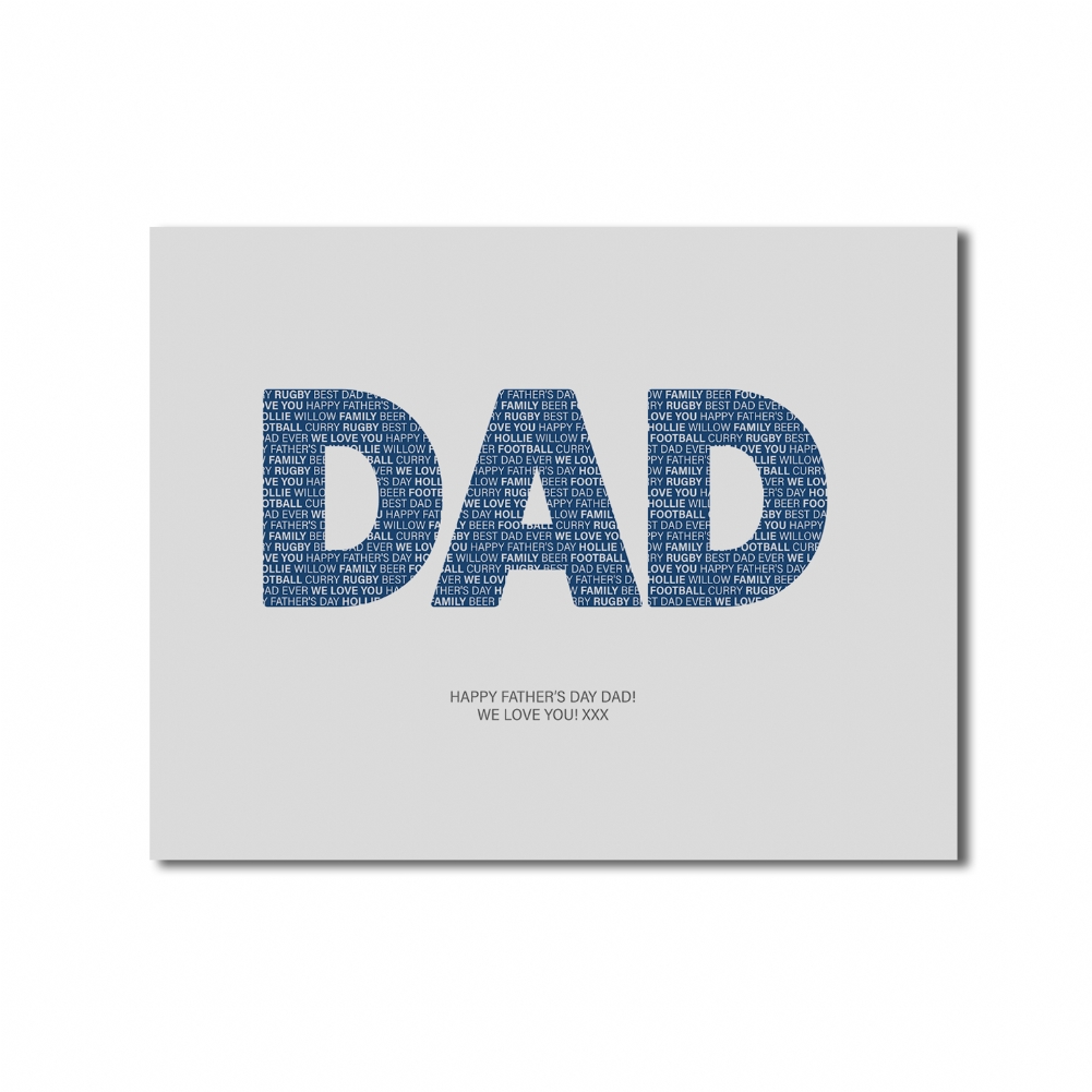 Fmad Pmc White/Blue/Grey Personalised Things Dad Loves Print (Poster Only)