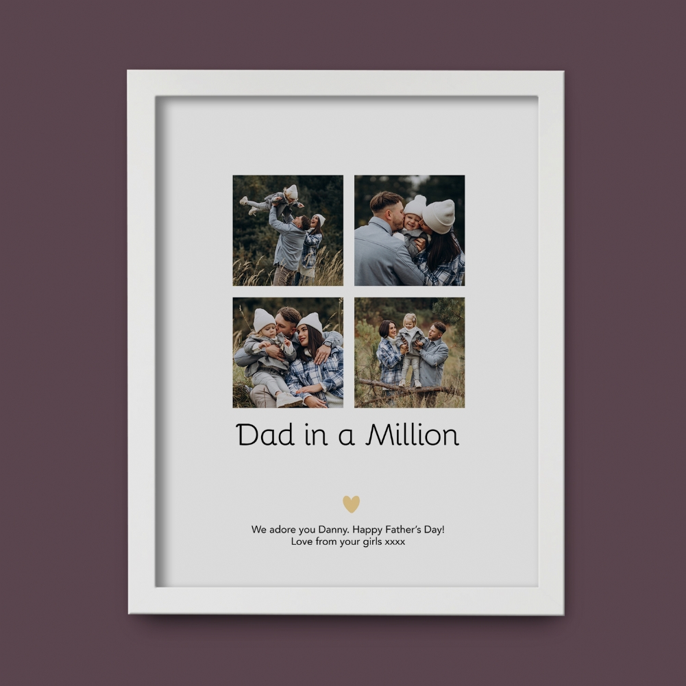 Fmad Pmc White Personalised Dad In A Million Photo Print ( Frame)
