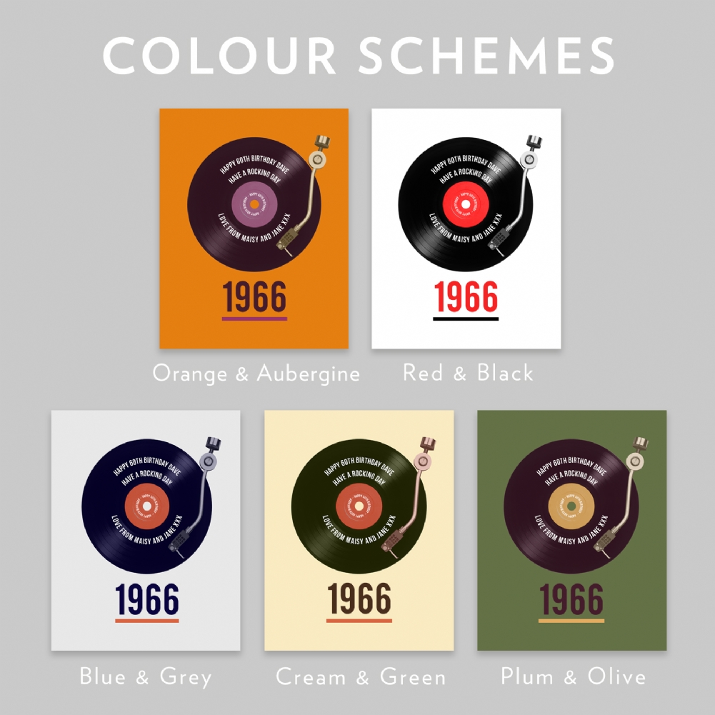 Fmad Pmc Blue/Grey/Cream Personalised 60Th Birthday Retro Record Print (Poster Only)