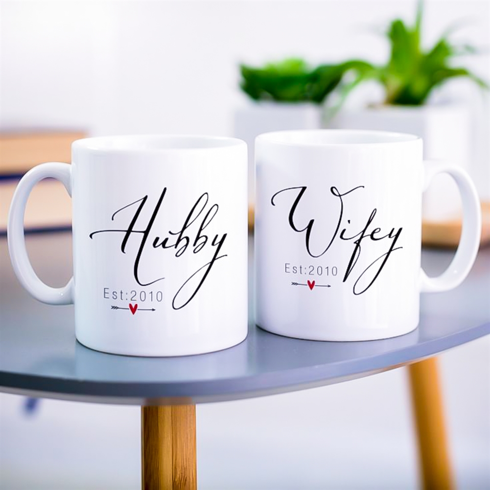 Fmad Pmc Personalised Hubby & Wifey Pair Of Mugs