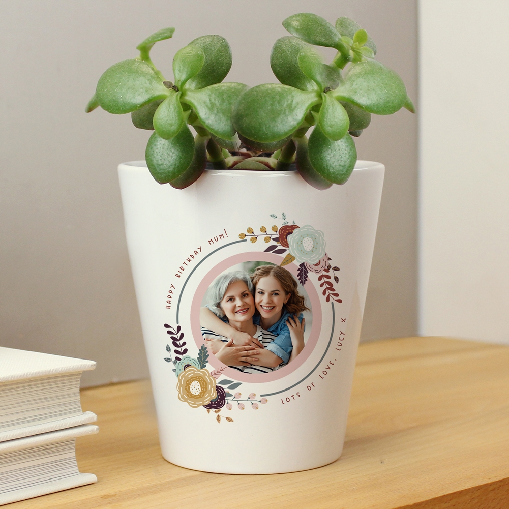 Fmad Pmc Pink Personalised Photo Plant Pot For Mum