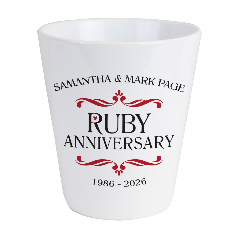 Fmad Pmc Gold Personalised Ruby Wedding Anniversary Plant Pot