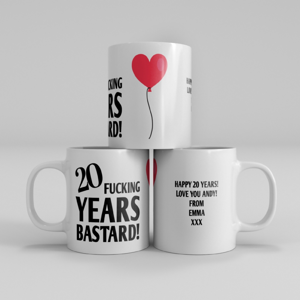 Fmad Pmc Red/Blue/Pink Personalised 20 Year Rude Anniversary Mug