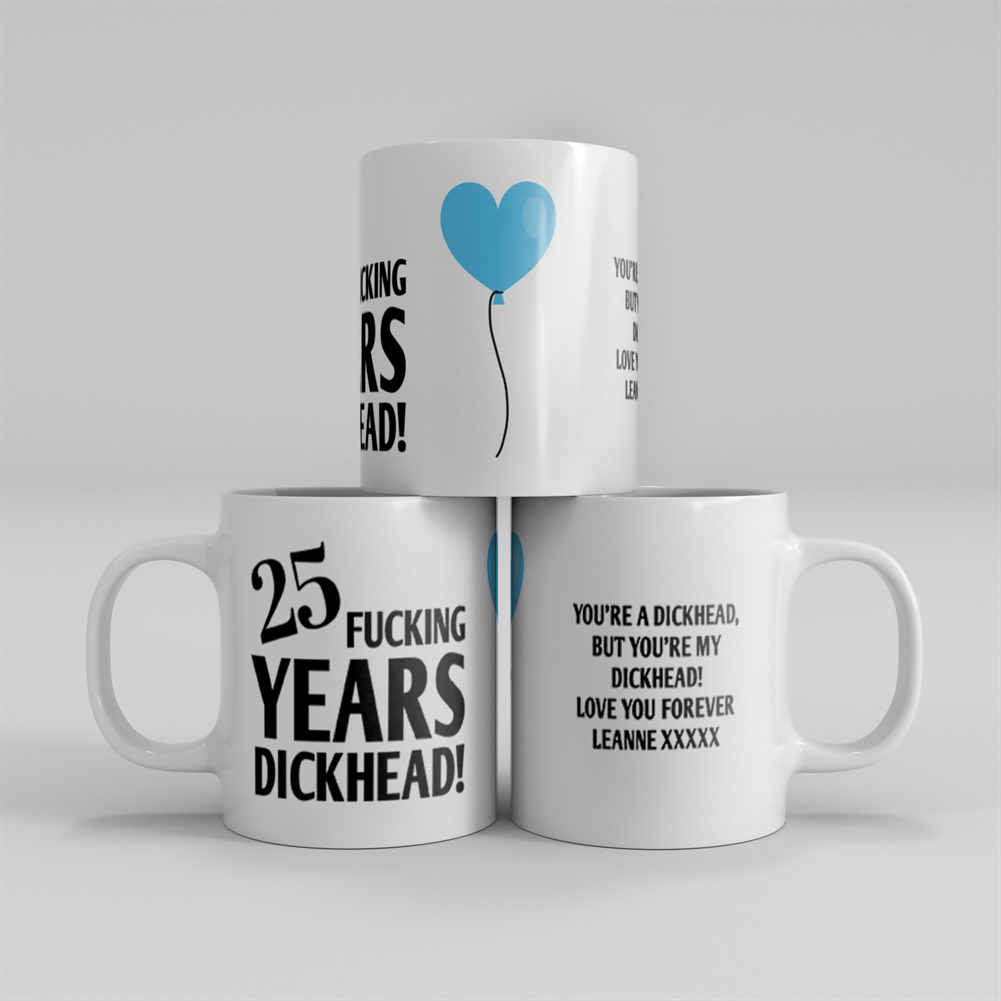 Fmad Pmc Red/Blue/Pink Personalised 25 Year Rude Anniversary Mug