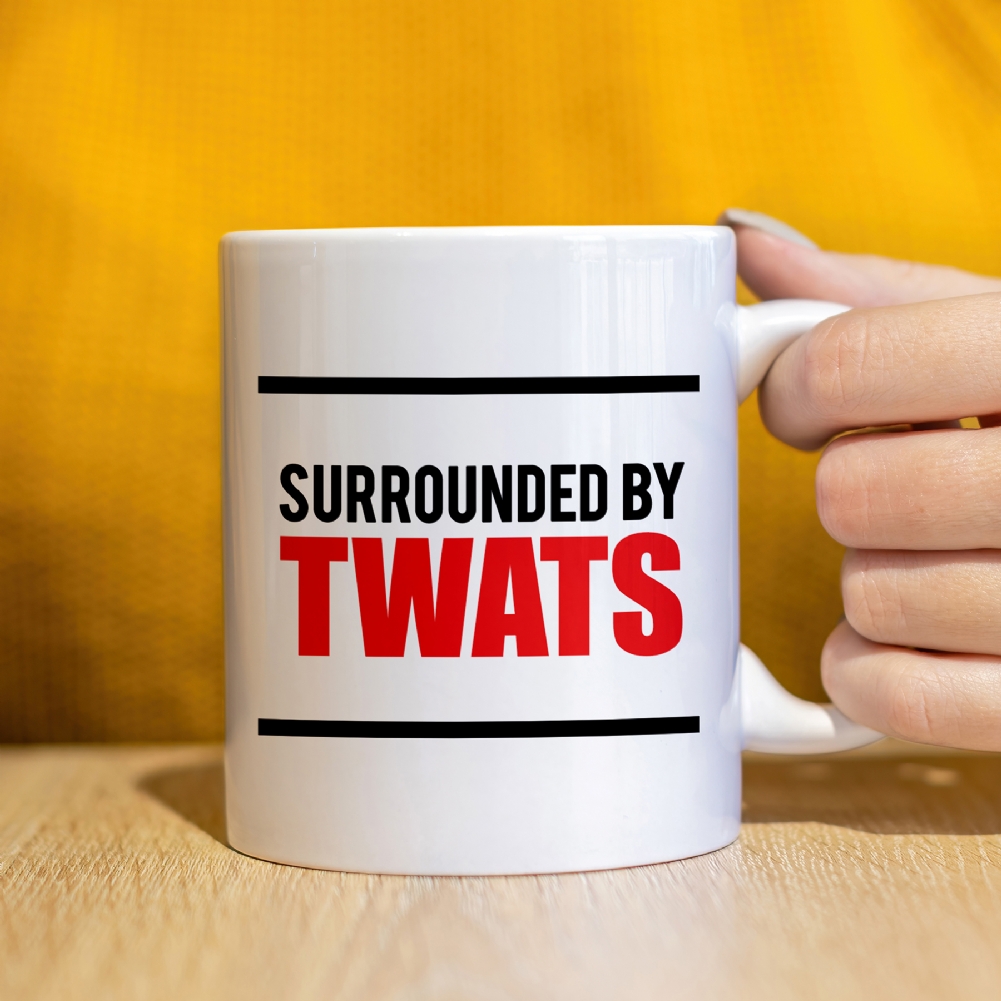 Personalised Memento Co Surrounded By Twats Mug