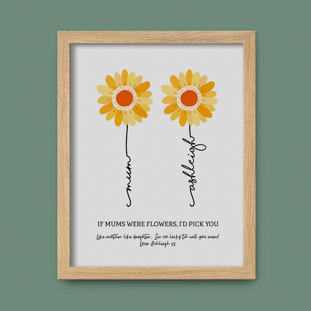 Fmad Pmc Personalised If Mums Were Flowers Print (Oak Frame)