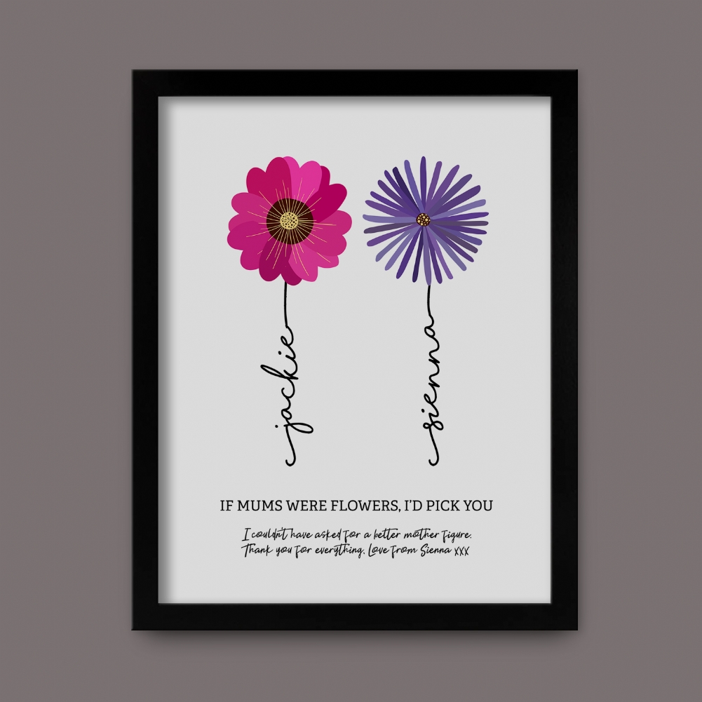 Fmad Pmc Black Personalised If Mums Were Flowers Print ( Frame)